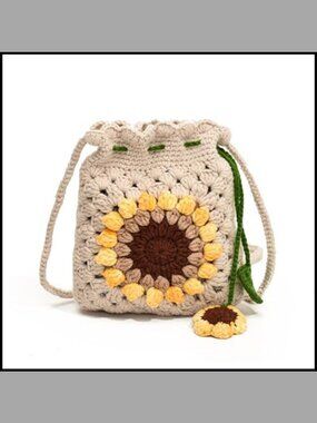 Handmade Crochet Crossbody Purse Sunflower Phone Bag Woven Shoulder Bag